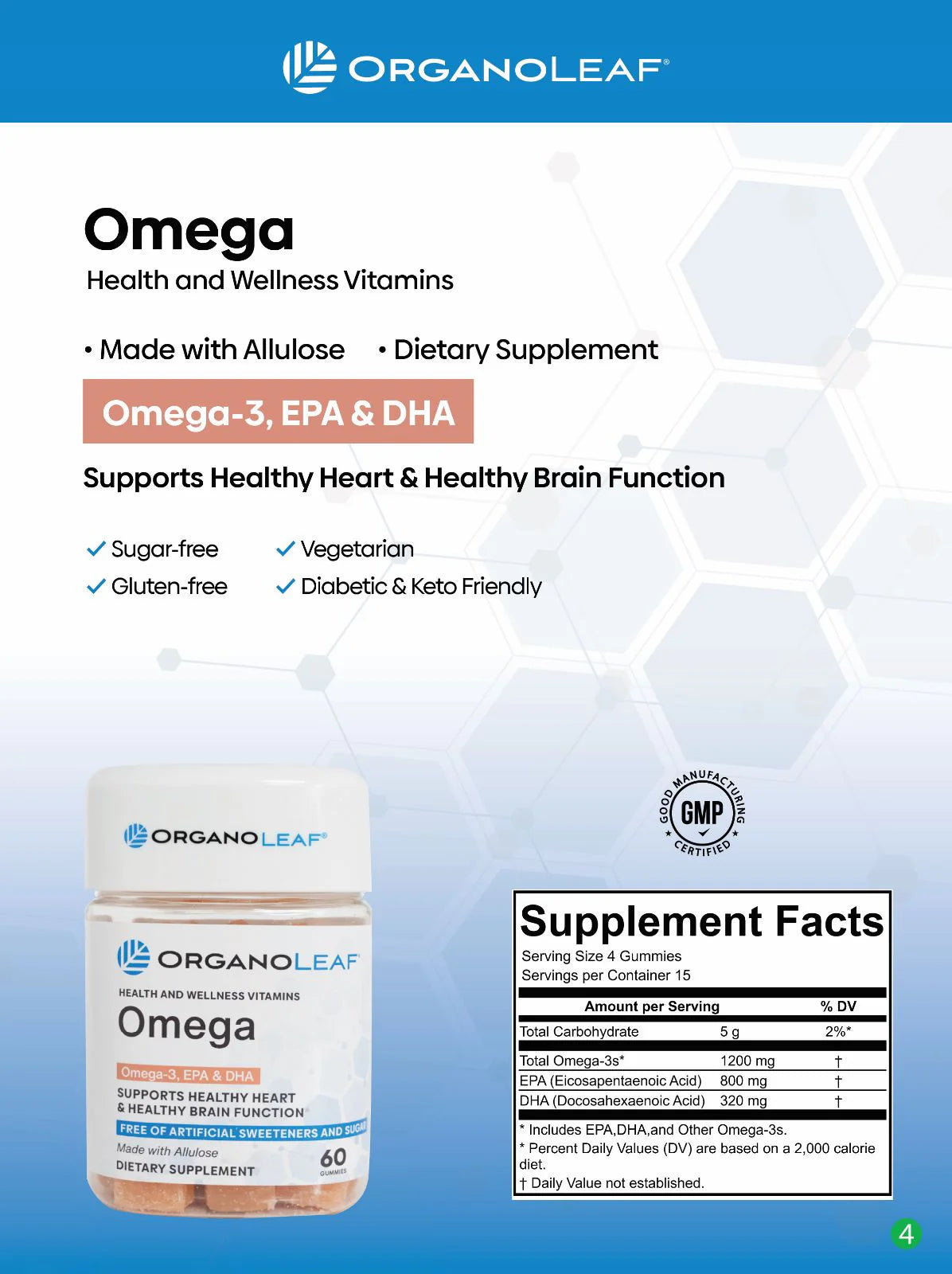Omega 3 DHA and EPA Sugar Free Gummies
